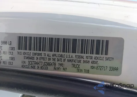 2018 Ram 2500 Tradesman 4X2 8' Box z USA, uszkodzony, nr VIN 3C6TR4HT7JG306478